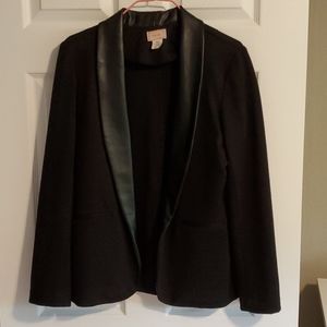 Black blazer with vegan leather collar